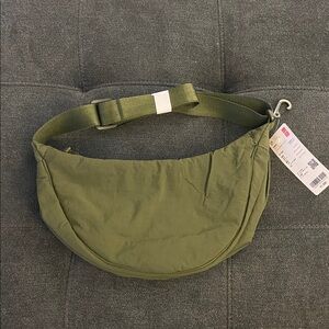NWT UNIQLO OLIVE CRESCENT BAG